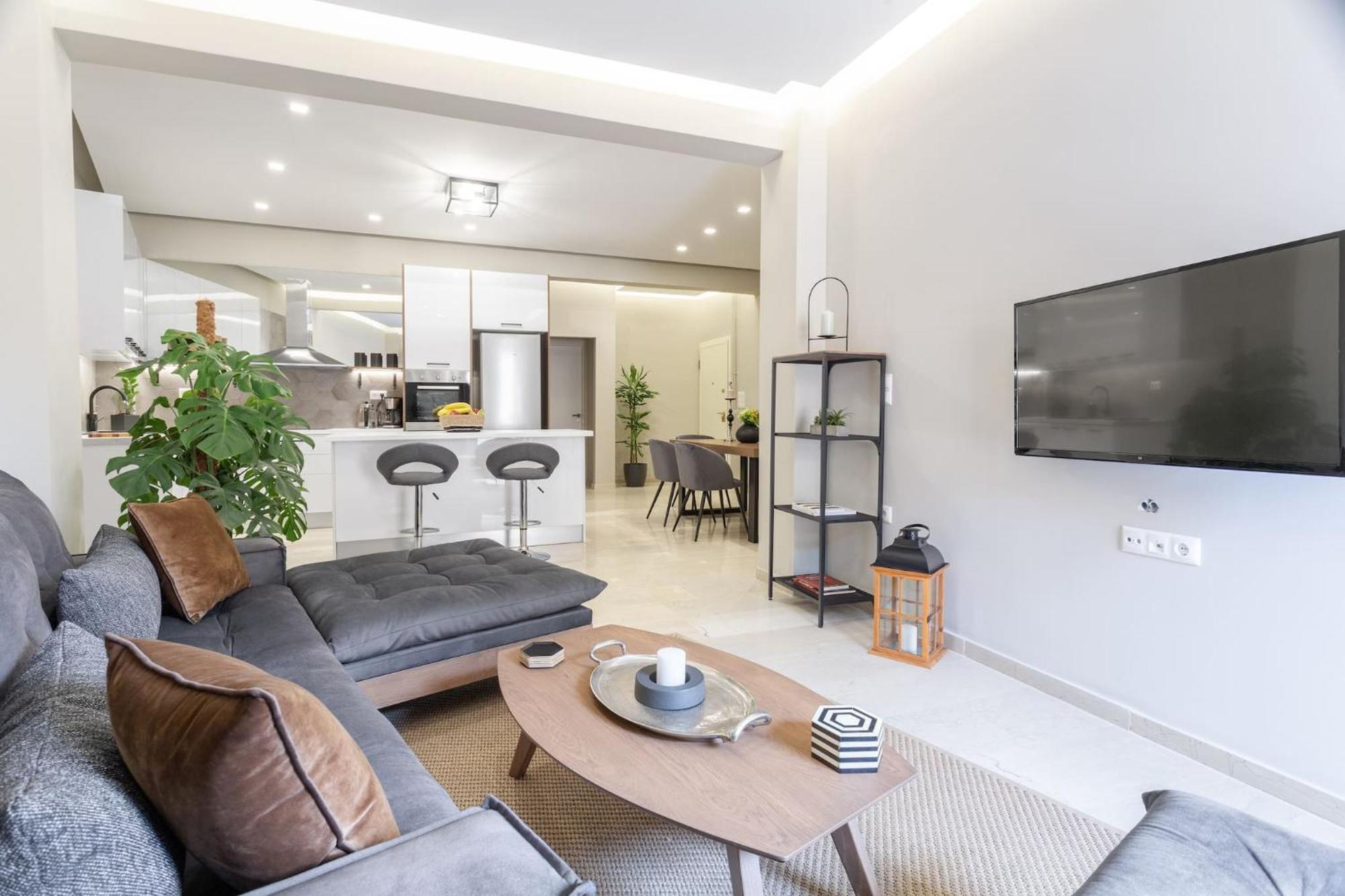 Deluxe 3-Bdrm Urban-Industrial Apt At Acropolis Athens Luaran gambar